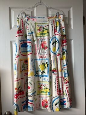Haver & Blair London Women’s Multi-Color Midi Skirt with Italian Print Large